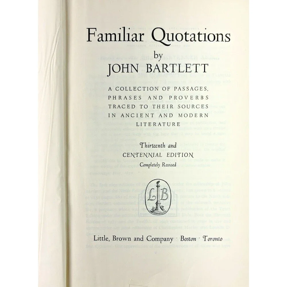 Familiar Quotations by John Bartlett Vintage 1955 Hardback 10th Printing